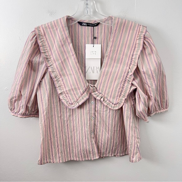 Zara Tops - Zara | NWT Striped Top Puff Sleeves